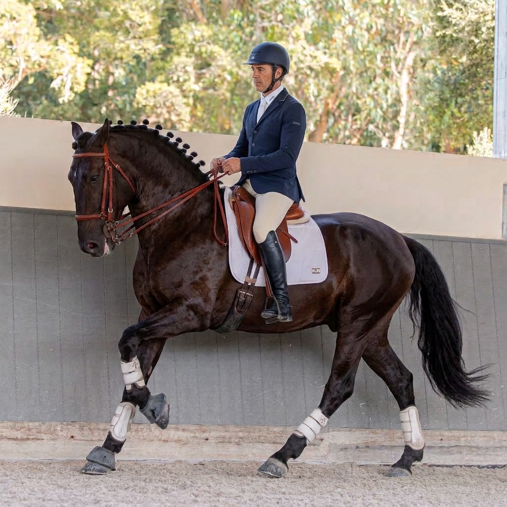Bellatrix Lusitanos classical dressage horse and rider